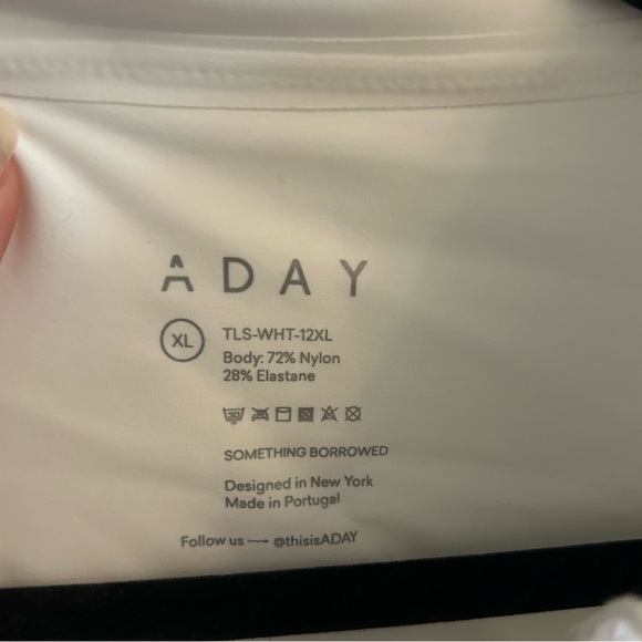 Aday Something Borrowed Shirt Womens Medium XL White Button Up Long Sleeve Nylon - Picture 10 of 10